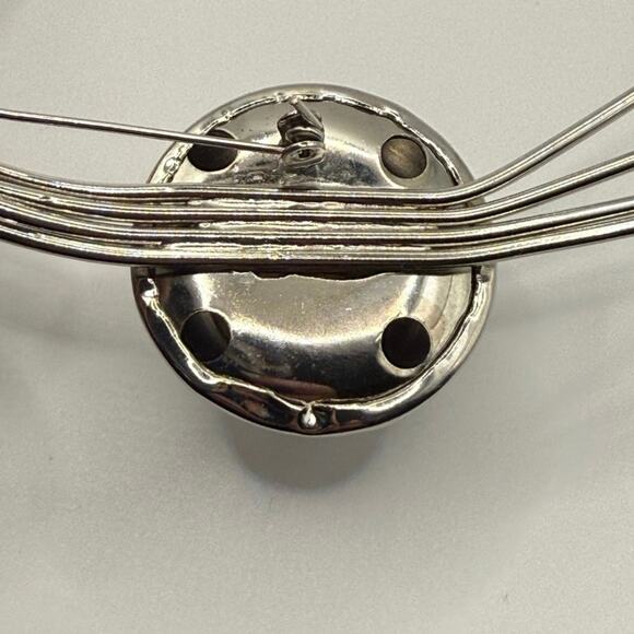 Vintage Spray Brooch • Black Stone + Rhinestones • 5” • Atomic Style • Unmarked - Picture 6 of 15